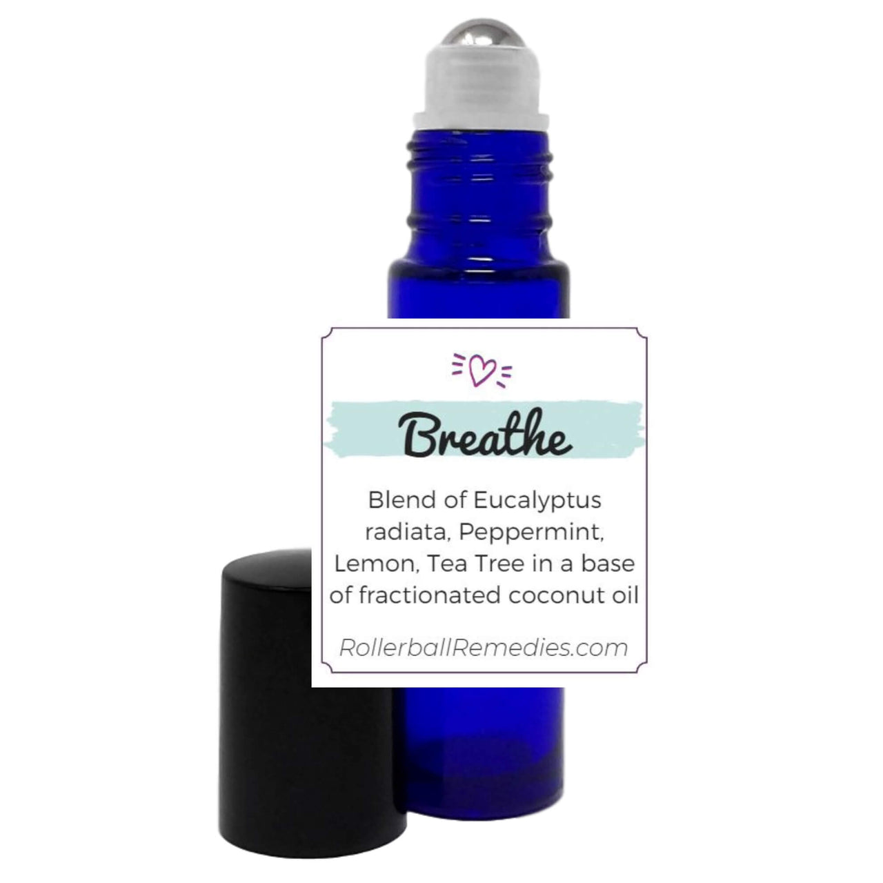 Breathe Essential Oil Roller Blend - 10 ml with Eucalyptus radiata, Peppermint, Lemon, and Tea Tree