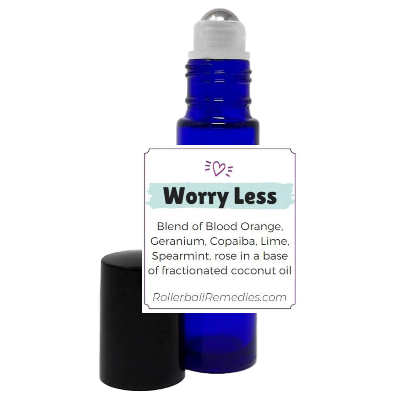 Worry Less Essential Oil Blend - 10 ml Roller Bottle with Blood Orange, Geranium, Copaiba, Lime, Spearmint, and Rose