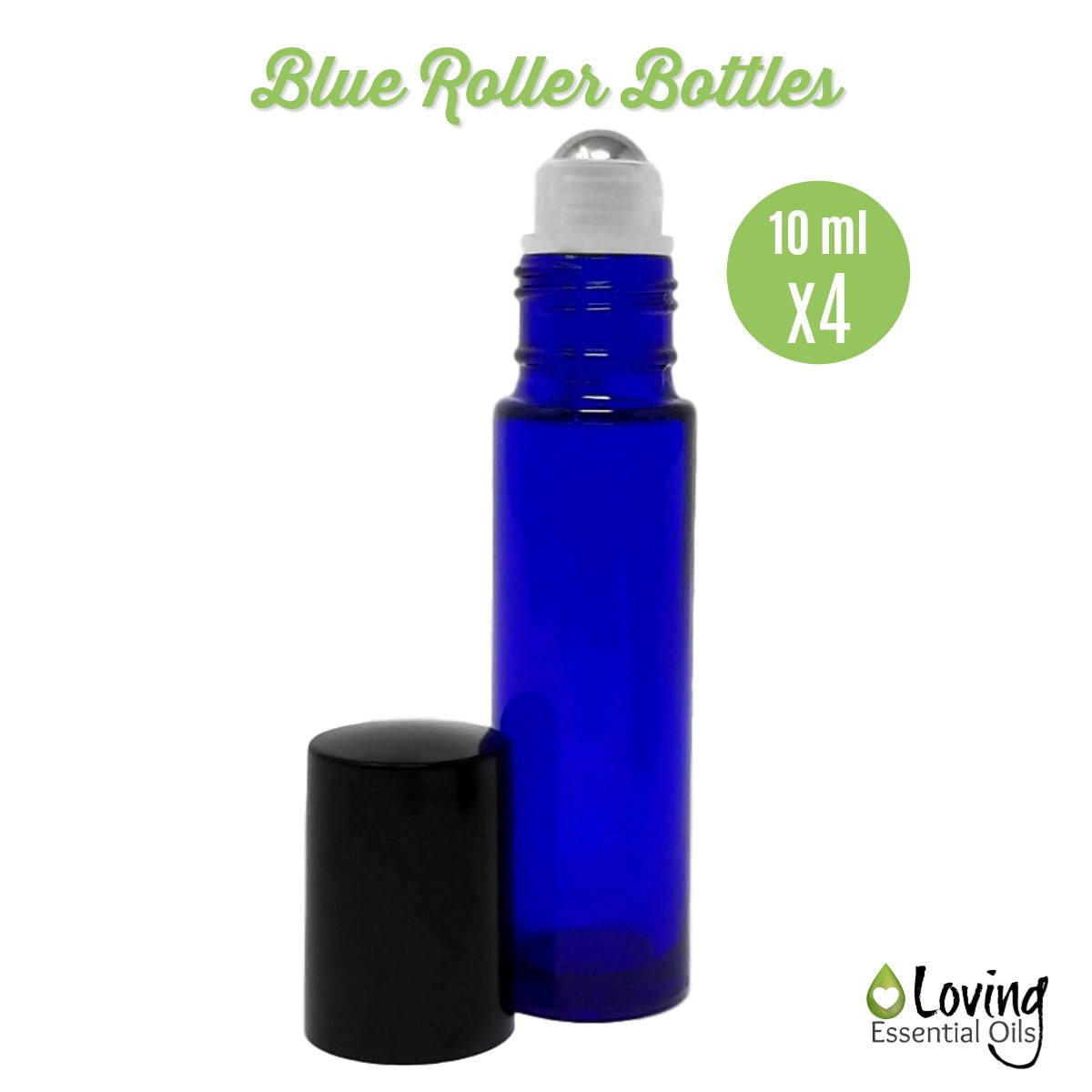 Essential Oil Roll On Bottles - Blue 10 ml Set of 4